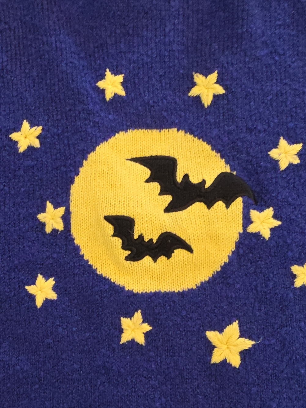 Mandal Bay Vintage 90s Halloween Zip Knit Cardigan Pumpkin Black Cat Bats XL - Picture 12 of 16